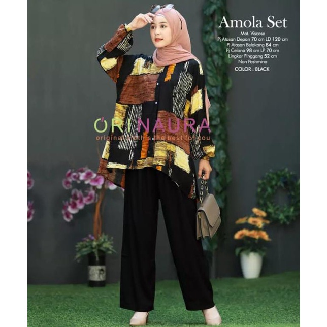 AMOLA ONE SET | SETELAN RAYON WANITA LENGAN PANJANG | SETELAN KEKNIAN | SETELAN TERBARU 2021-2