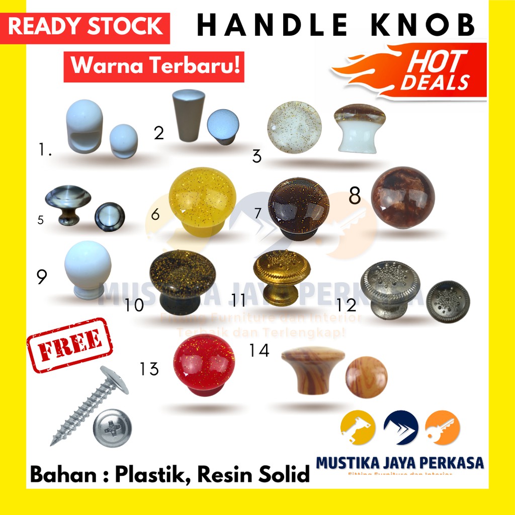 Handle Tarikan Knob Knop Laci Lemari Kecil Plastik Kaca Kayu