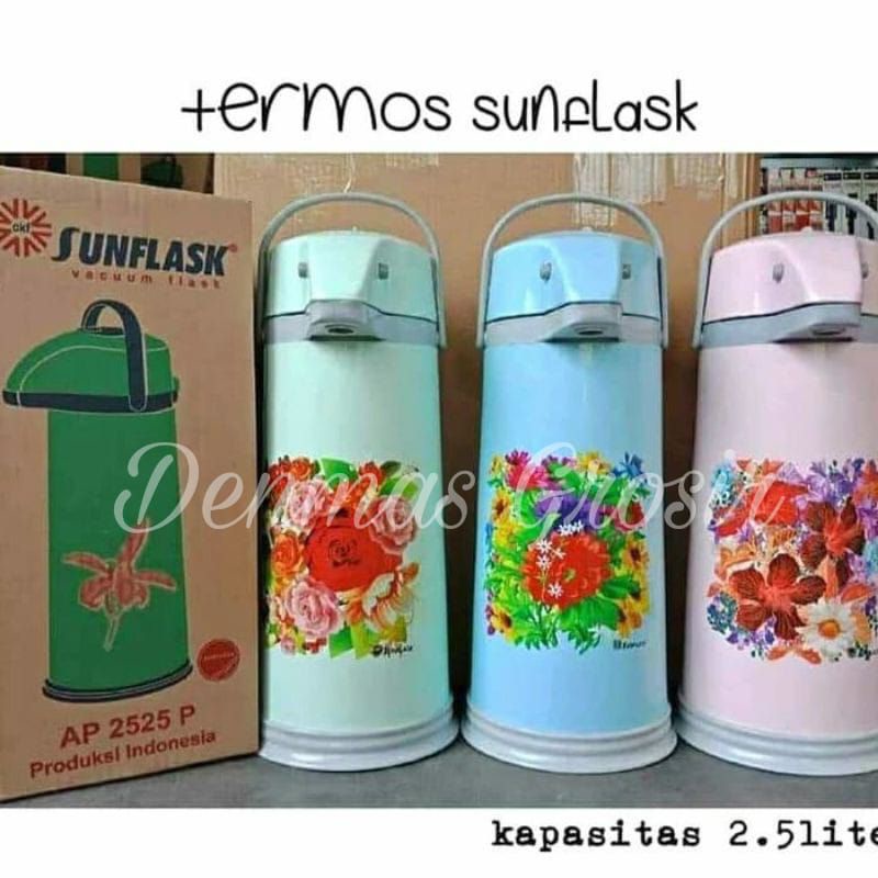 (PROMO) Termos Air Panas Sunflask 2,5 liter JUMBO / Termos Pencet Indisah 1,9 liter / Termos Pencet Vacuum Airpot FREE BUBBLE+KARDUS / Termos Pencet Sunflask