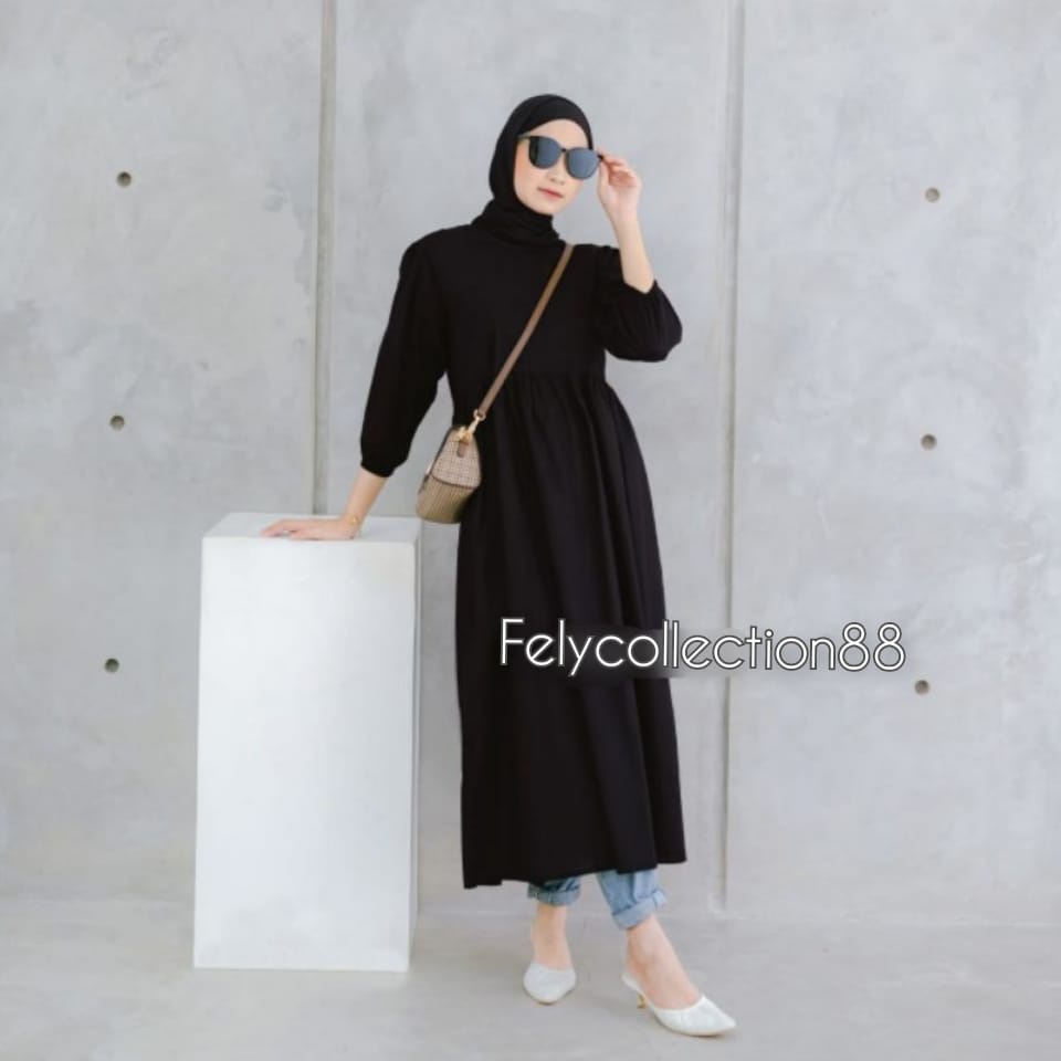 HARUMI MIDRESS PREMIUM //  DRESS MUSLIM WANITA TERBARU-HITAM