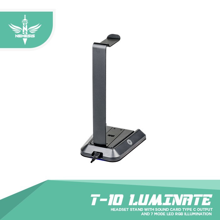 Headset stand Nyk RGB with 3.5mm 2 audio 1 mic Sound 7.1 &amp; Usb hub 2 port T-10 Luminate - Cradle T10