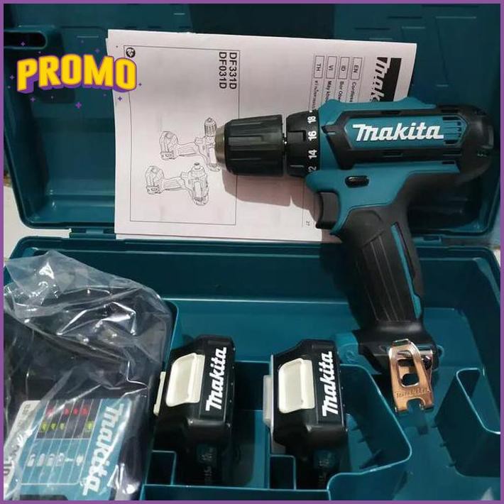 Promo murah  READY STOCK BOR TANGAN CORDLESS MAKITA DF331 HWYE ORIGINAL BONUS DUA BATERAI ME28