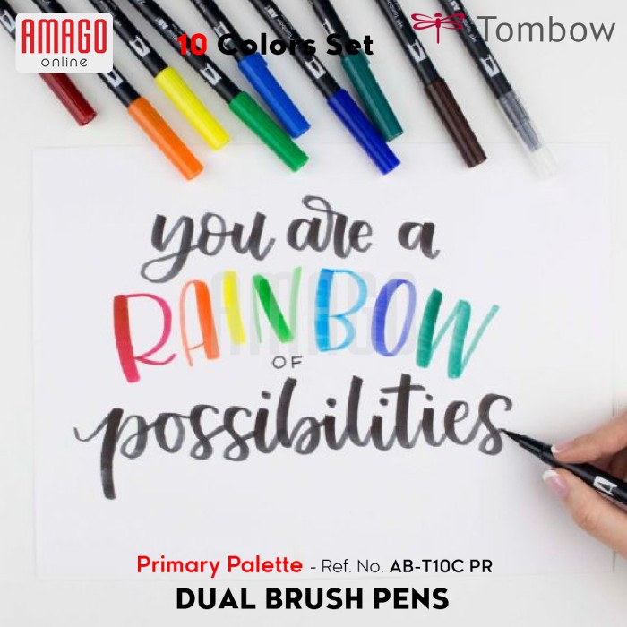 TOMBOW Dual Brush Pens - Primary Palette of 10 colors - AB-T10C PR