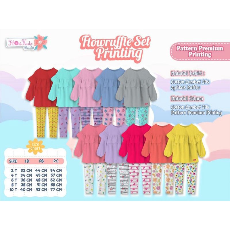 FLOWKIDS DAILY RUFFLE SET LAGING 2-10T//setelan panjang anak perempuan