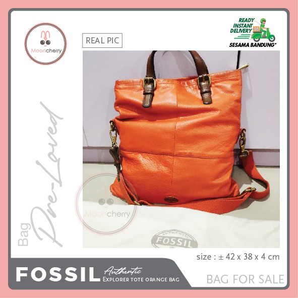 PreLoved Branded bag ORI | FOSSIL Authentic Explorer Tote Orange Bag [ BANDUNG READY GOSEND* ]