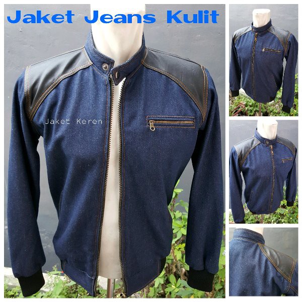 Jaket Levis jeans kombinasi kulit pria cowok distro keren unik langka murah model terbaru