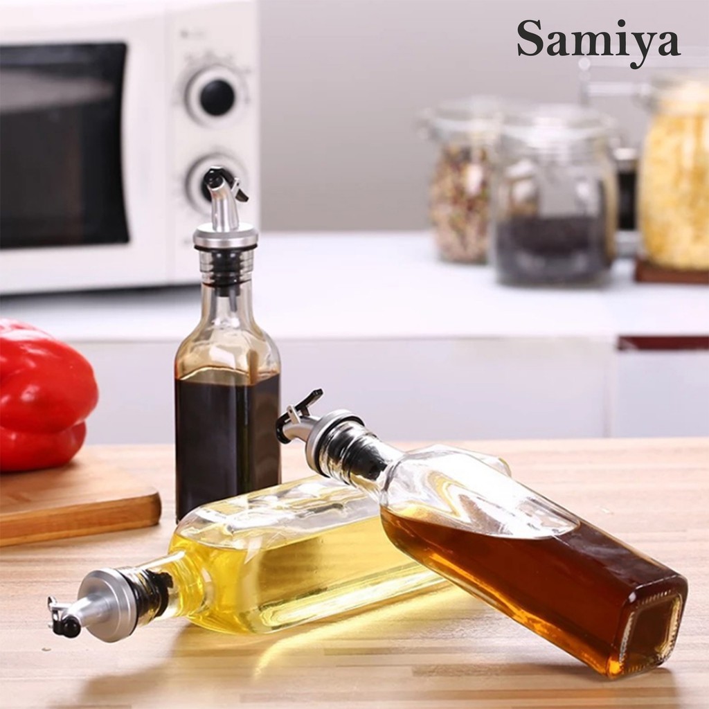 pourer bottle glass 500ml / botol kaca polos minyak kecap saus cuka bumbu dapur / botol cairan syrup