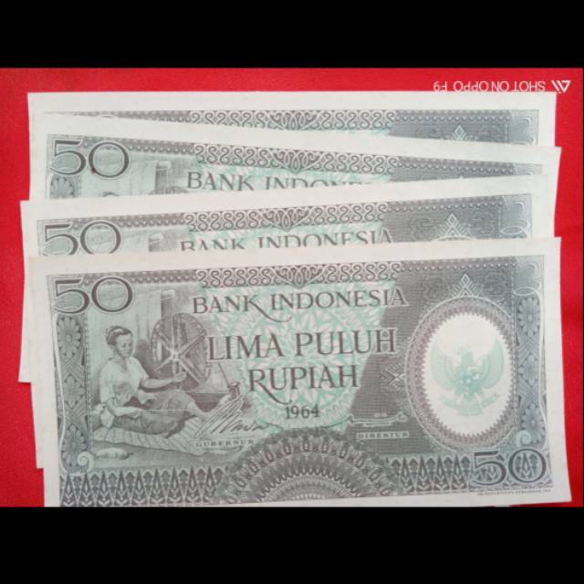 Uang kertas 50 Rupiah Seri pekerja tangan lll Tahun.1964