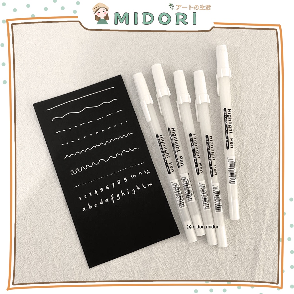 

[MIDORI] Pulpen Highlight Pen Tinta Putih White Art Craft Pigment Liner Pen Pena - D0016