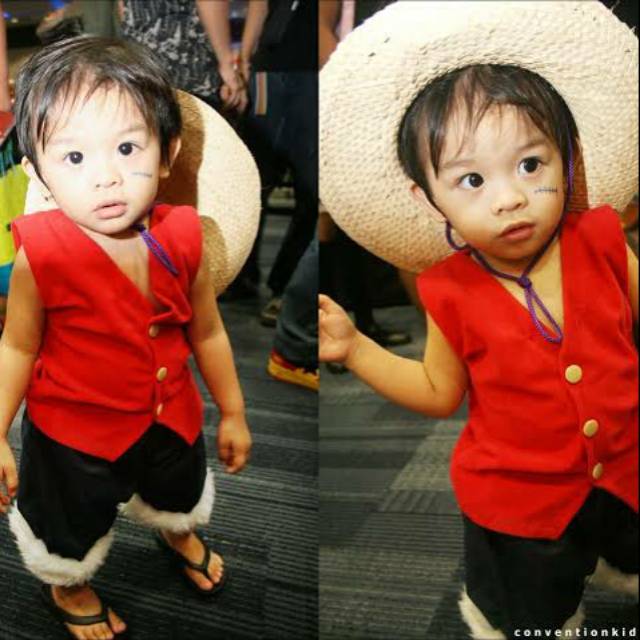 【QTakasi】KOSTUM LUFFY ONEPIECE ANAK COSPLAY KIDS ANIME ONE PIECE