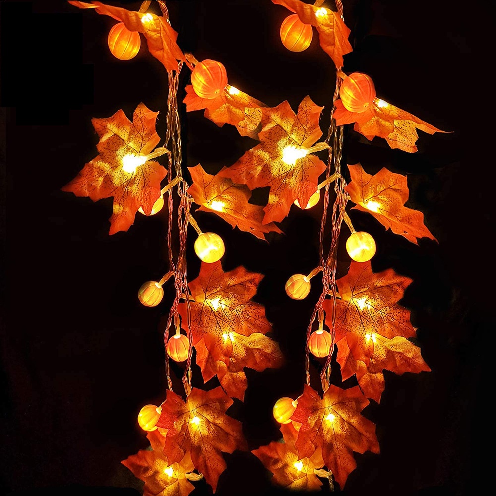 Lampu String LED 1.5 / 3m Bentuk Labu Daun Maple 3D Untuk Dekorasi Natal/Hot Sale