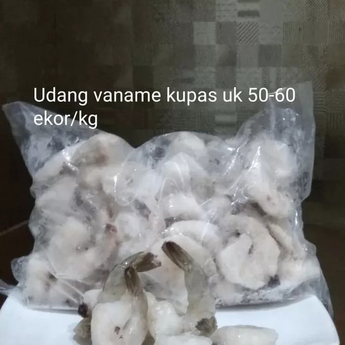 

Udang Vanamei Kupas tinggal Ekor ukuran 50-60 ekor/kg