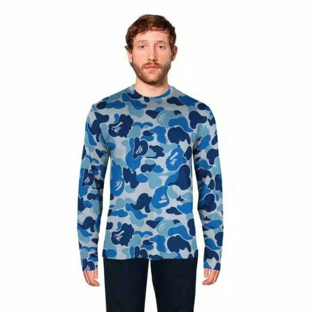 Kaos Pria BLUE CAMO Premium 3D Fullprint model lengan Panjang