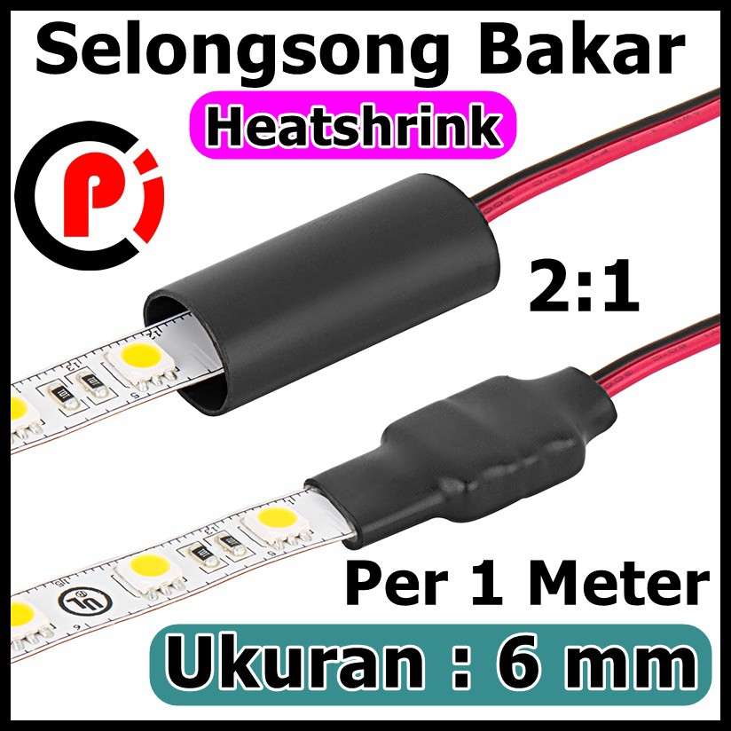 Heatshrink Selang Bakar 6mm 1Meter 1M Selongsong ciut Pembalut Kabel