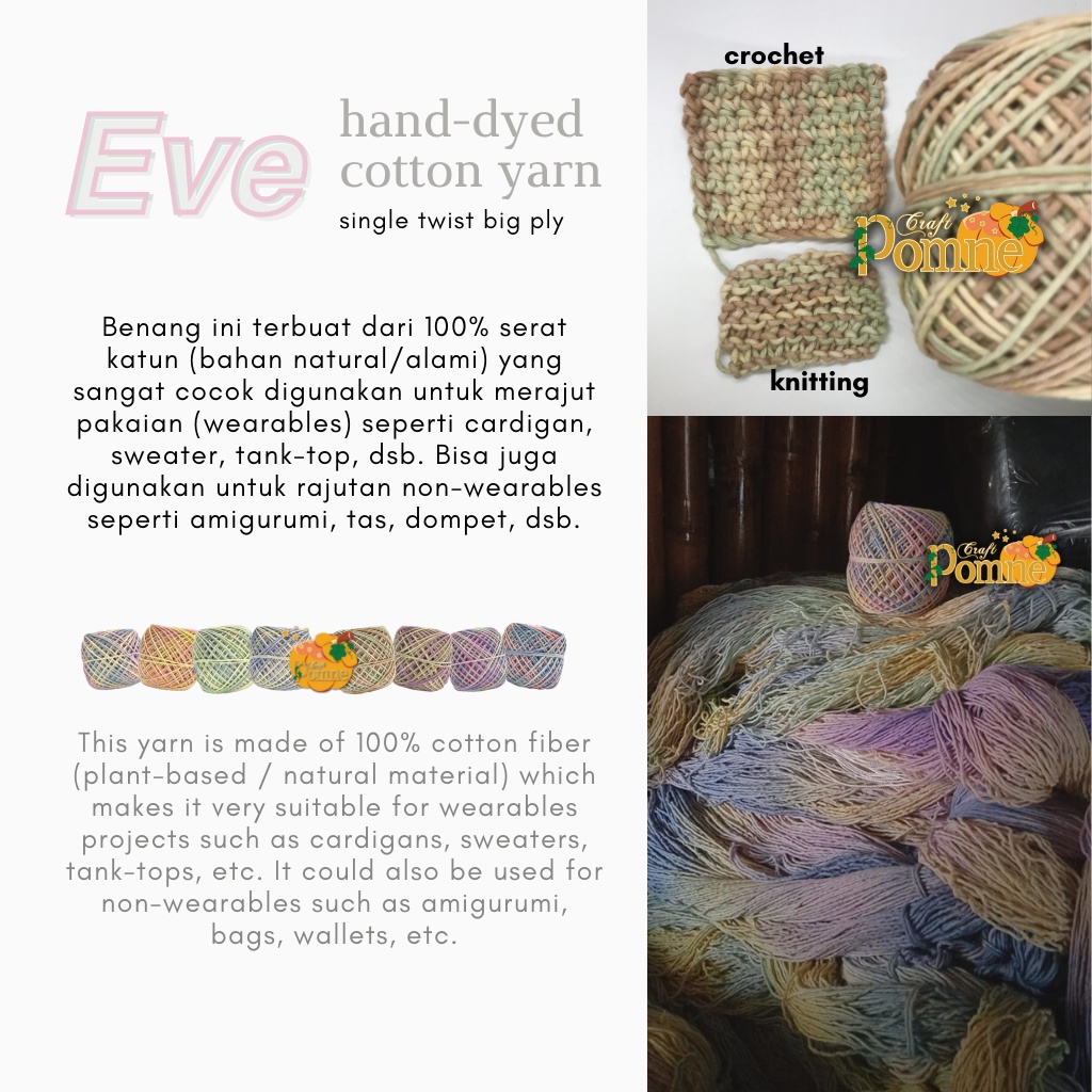 BEST-SELLER! EVE YARN - KATUN HANDDYED 100% COTTON YARN BIGPLY SEMBUR OMBRE RAINBOW HAND DYED YARN