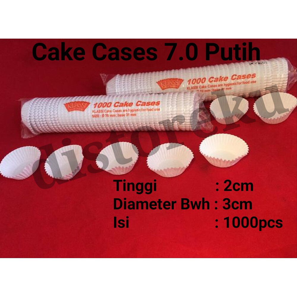 1000pcs cake cases paper cup kertas cetakan kue kering 7.0 putih klassi