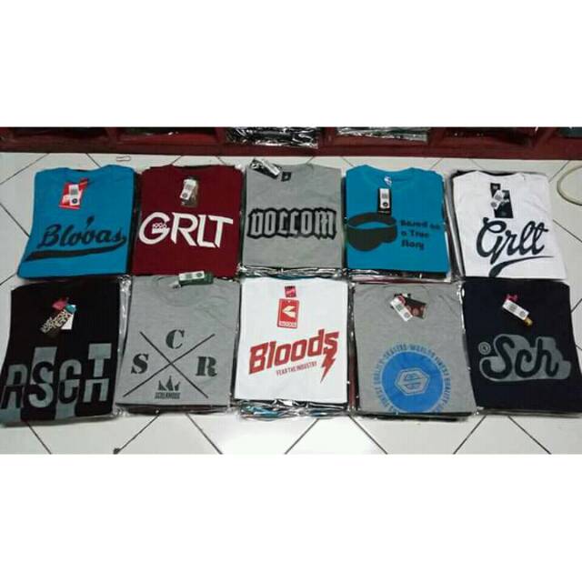 Baju Distro 3 second, volcom,bloods,murah