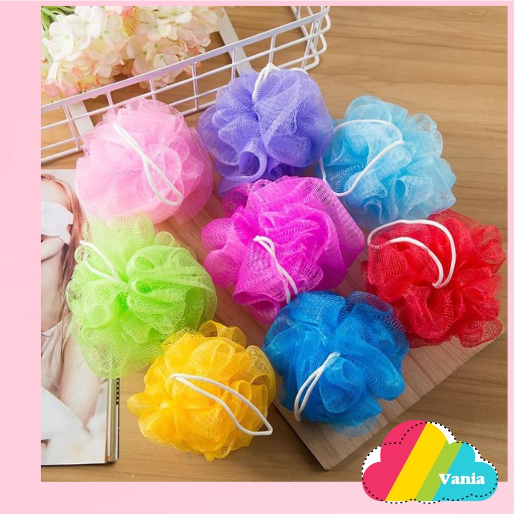 SHOWER PUFF bath sponge mandi spons mandi spon lap bulat pelangi warna warni