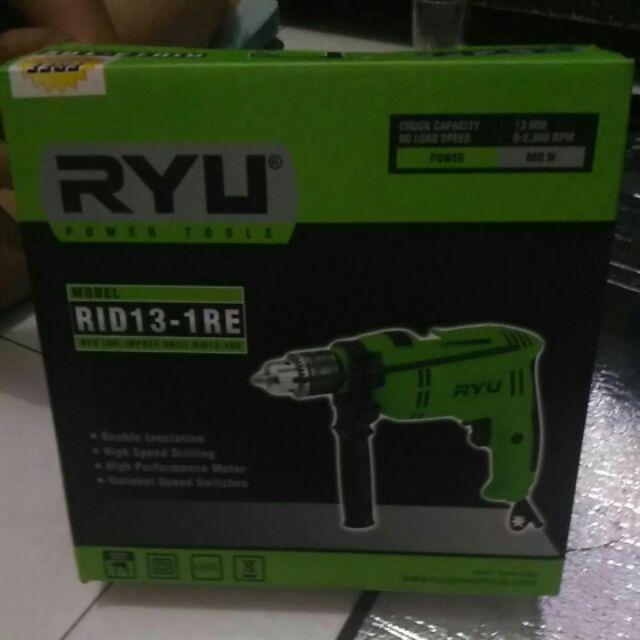 Ryu Impact Drill Mesin Bor Tangan Untuk Besi Kayu Tembok Bolak Balik 13 Mm Free Carbon Brush 1 Set