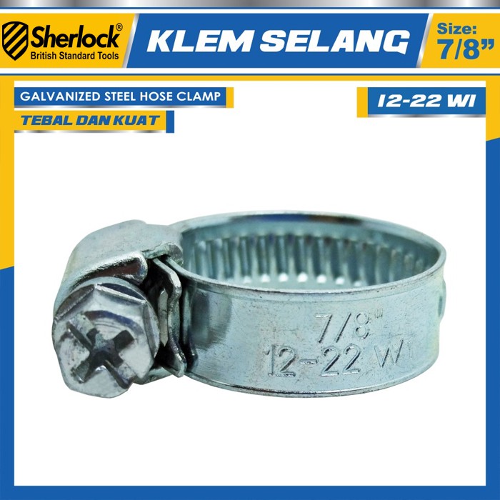 Klem Selang / Hose Clamp Gas Sherlock 7/8&quot; (1 kotak isi 2 pcs)