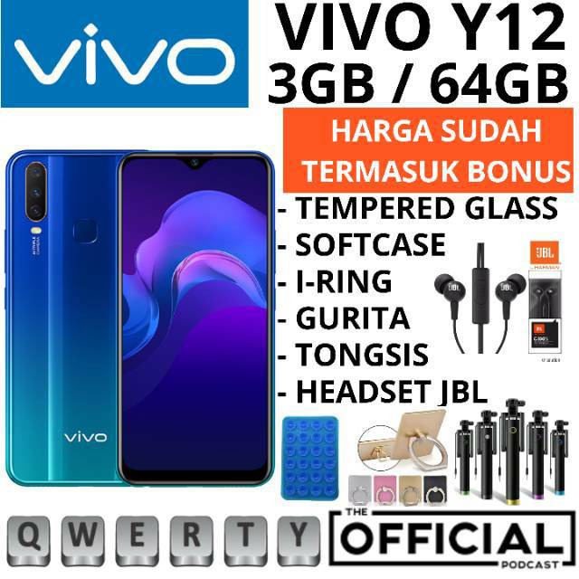 Vivo Y12 S Y12i Y12s 3 64 Ram 3gb Garansi Resmi Vivo 1 Tahun Hp Vivo Y12 Y12i Shopee Indonesia