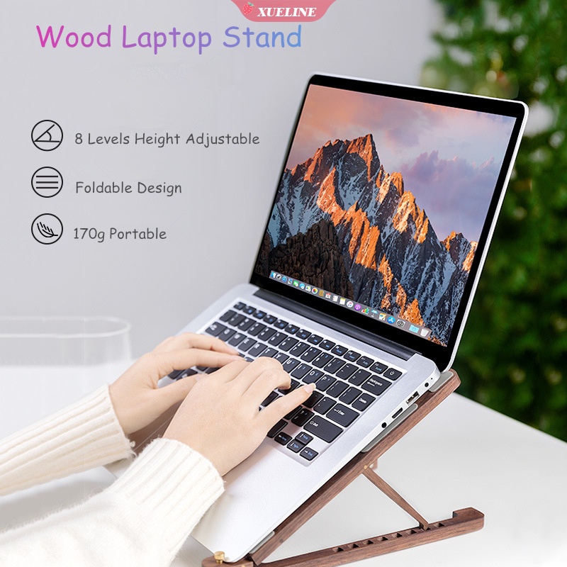 Stand Laptop Lipat Bahan Kayu Ukuran 11-17 Inci