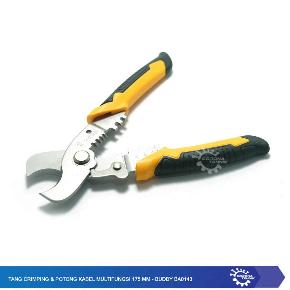 Tang Crimping,&amp; Potong Kabel Multifungsi 175 mm - Buddy BA0143