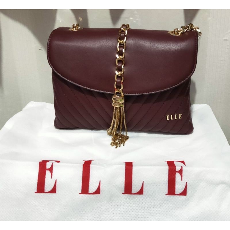 SLINGBAG ELLE NEW TAS SELEMPANG ELLE ORIGINAL STORE ORIGINAL COUNTER MAROON SALE 70%
