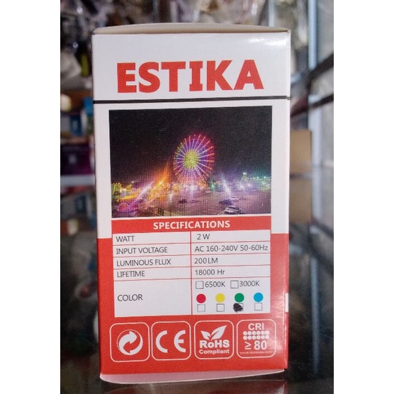 ESTIKA Lampu LED Warna 2 Watt - Lampu Hias/Lampu Tidur