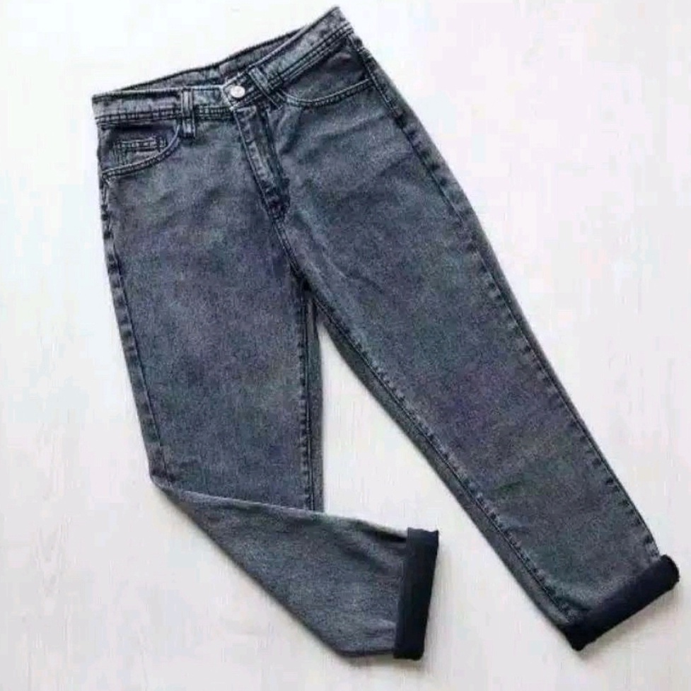 CELANA JEANS BOYFRIEND WANITA SUWIR BAWAH JEANS PLAIN