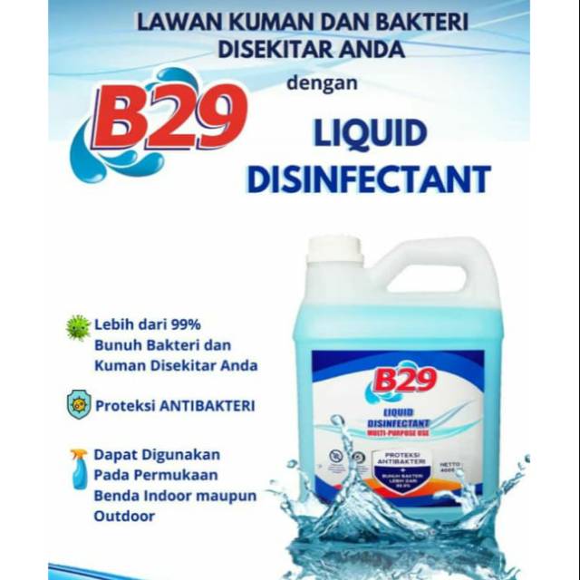 DISINFEKTAN RUANGAN 4LTR B29 BPOM & KEMENKES DIRIGEN 4 LITER ANTISEPTIK ORIGINAL B29