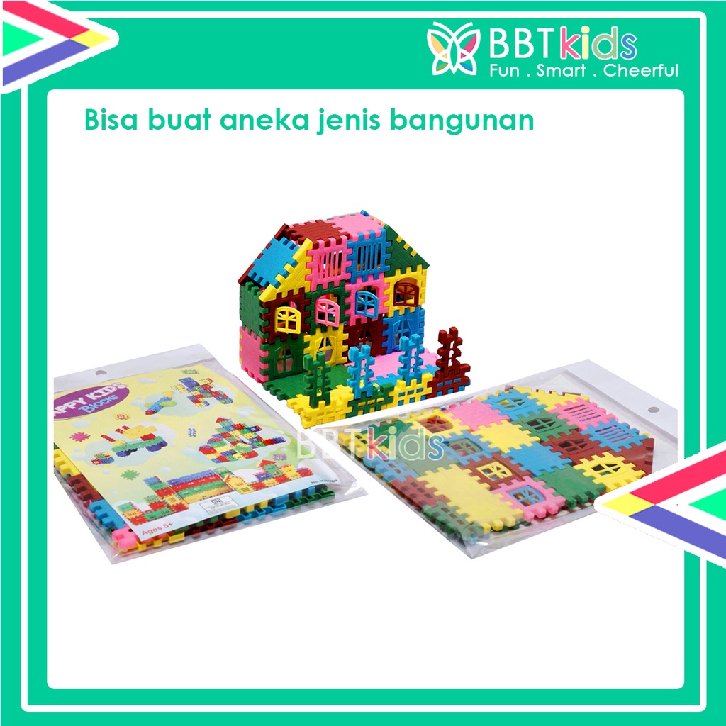 MAINAN EDUKASI ANAK PUZZLE BONGKAR PASANG HAPPY KIDS PLASTIK SERI RUMAH FUNNY BLOCKS FULLCOLOR