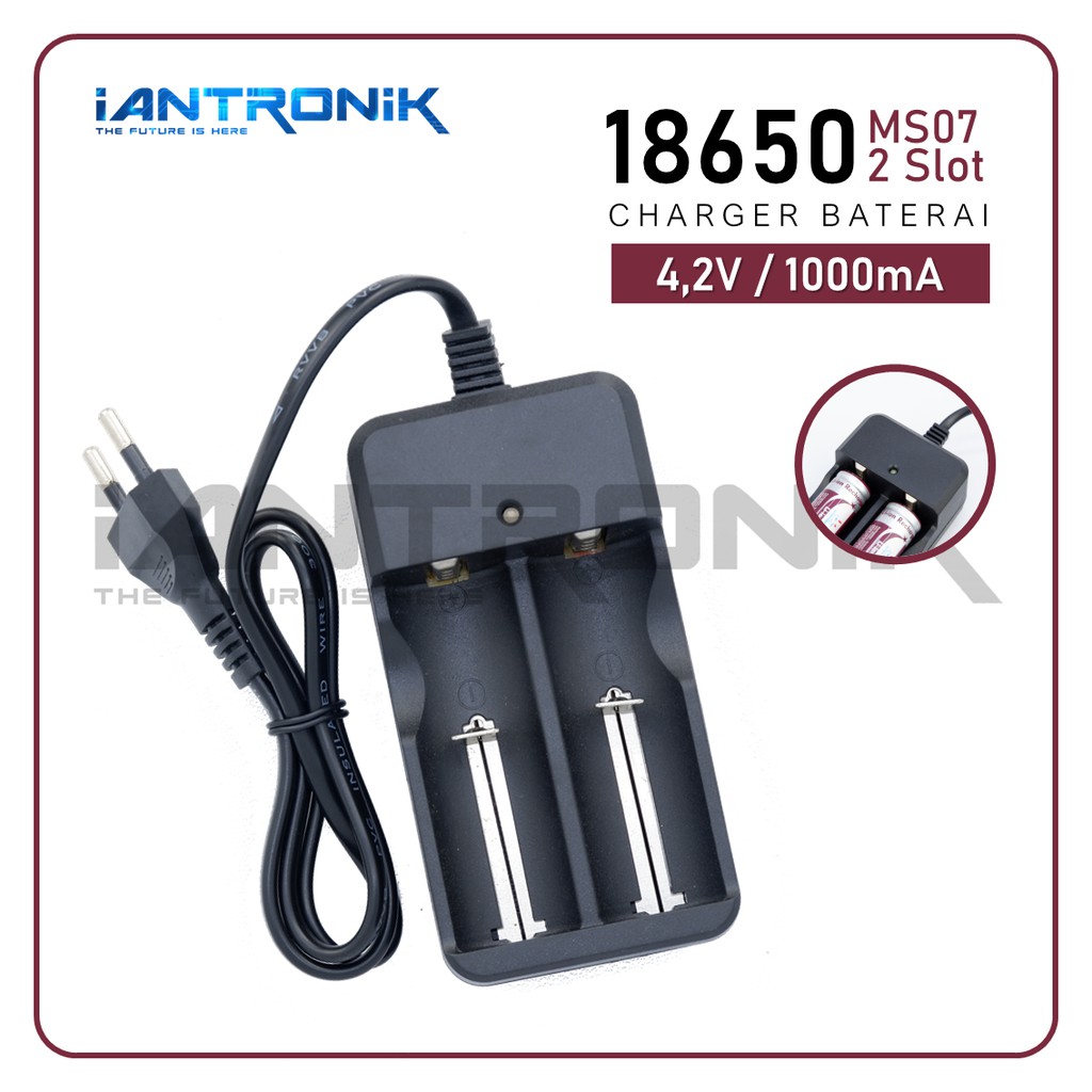 CHARGER BATERAI 2 SLOT MS-07 UNTUK TIPE BATERAI 18650 14500 26650