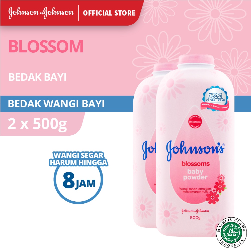 JOHNSON'S Blossoms Baby Powder - Bedak Bayi 500gr - Isi 2