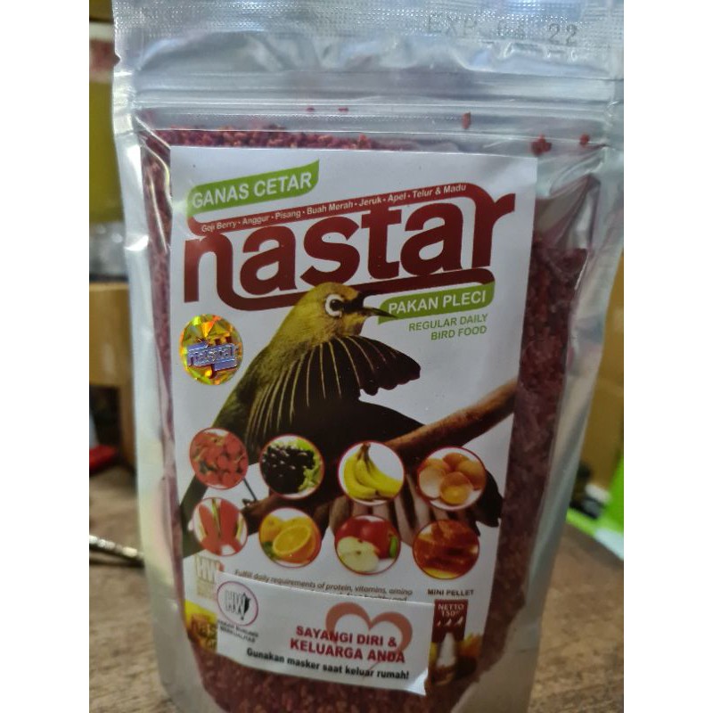 nastar pakan pleci 150 gr ganas cetar regular daily bird food pur burung kecil mini pelet