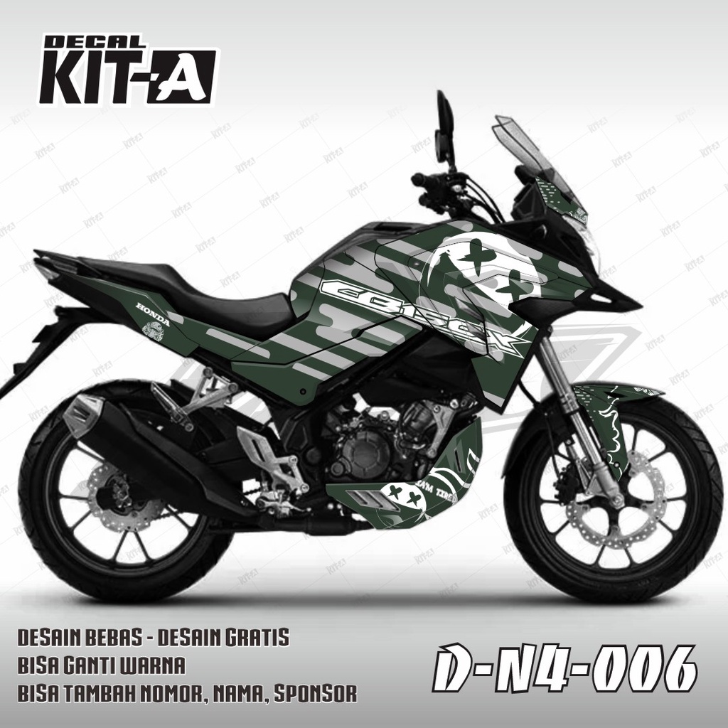 Decal Honda CB 150X MOTIF TIRED EMOTICON hijau abu D-N4-006