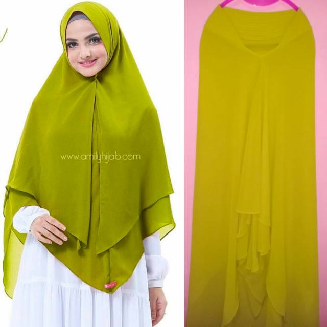 Preloved Khimar Mahira warna Lime by Amily Hijab