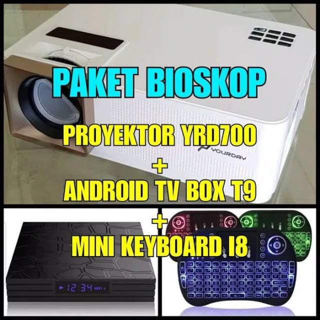 Yourday YRD700 Proyektor LED TV Tuner + Android 8.1 TV Box T9 4GB