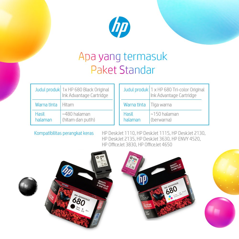 Tinta Printer HP Original 680 Black (F6V27AA)/ 2677, 3835