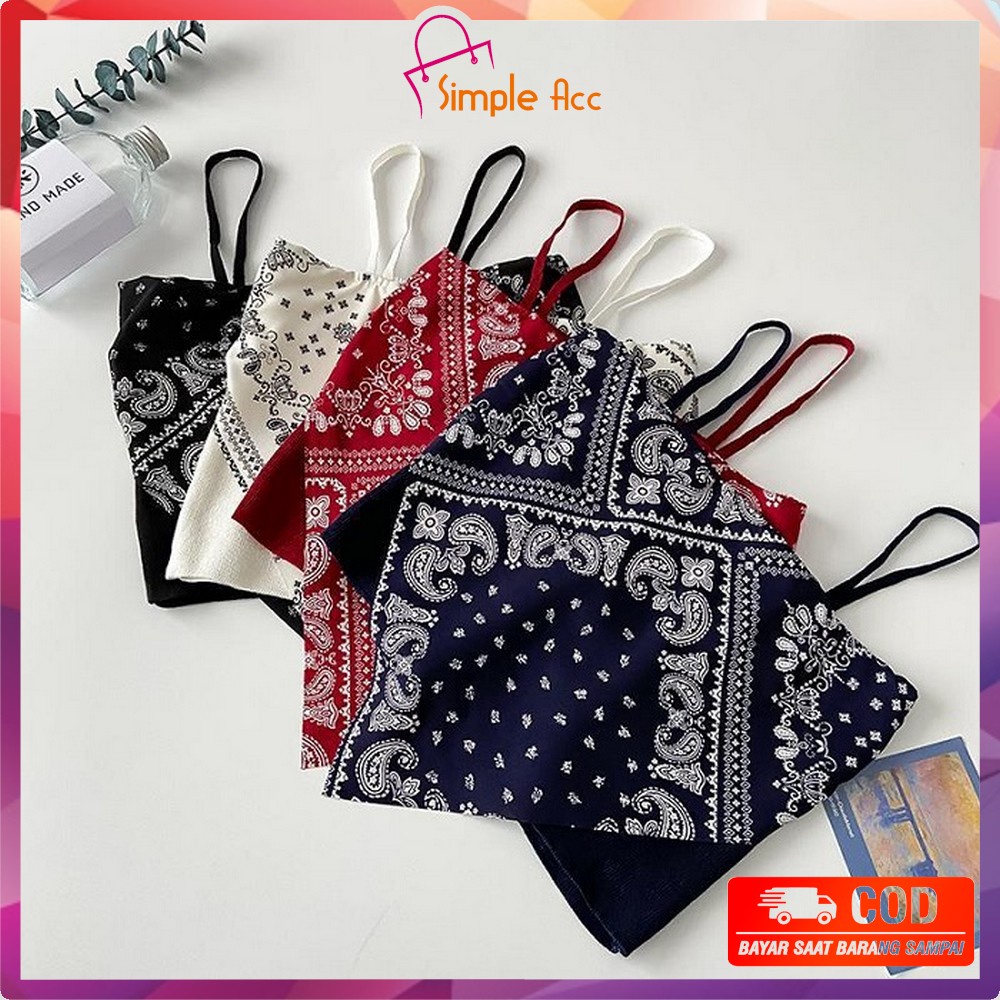 DO-P124 Tank Top Segitiga Model Crop Top Motif Hailey Scarf / Tanktop Atasan Wanita Tanpa Lengan / T