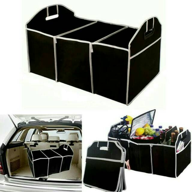 Hitam Black Tas Bagasi Mobil Besar Lipat Car Boot Organizer Tempat Menaruh Menyimpan Barang Bag