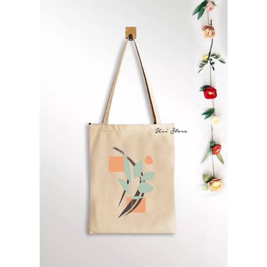 (PAKAI RESLETING) Tote bag aestetic bunga 6 ( Toko Uci)