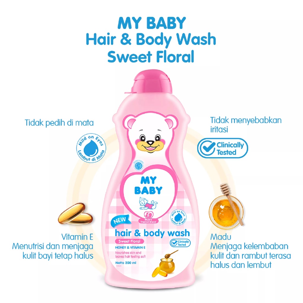 My Baby Hair &amp; Body Wash 200ml - Sampo &amp; Sabun Bayi Cair - Sampo Bayi - Sabun Bayi - Sampo &amp; Sabun B