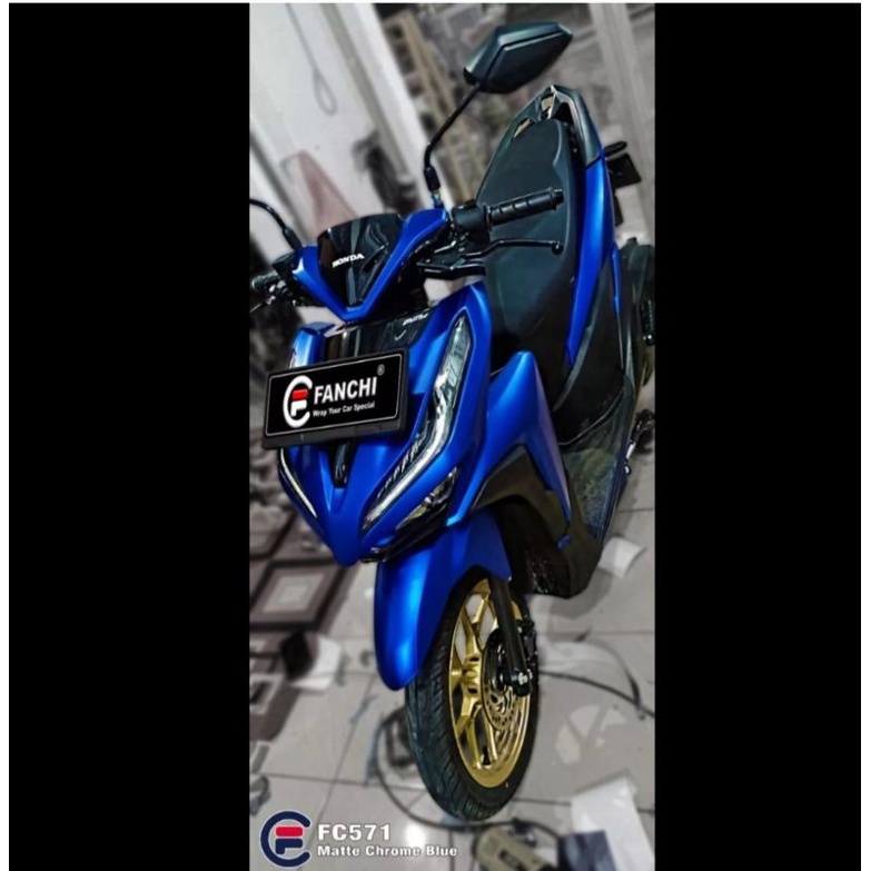 Sticker Fanchi FC571 Matt Chrome Blue biru Metallic Metalik Doff Premium Wrap