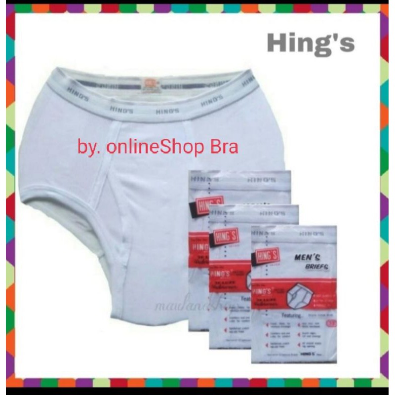Celana dalam laki/pria dewasa Hings 100%katun 32-42 rp.32500-rp.35000