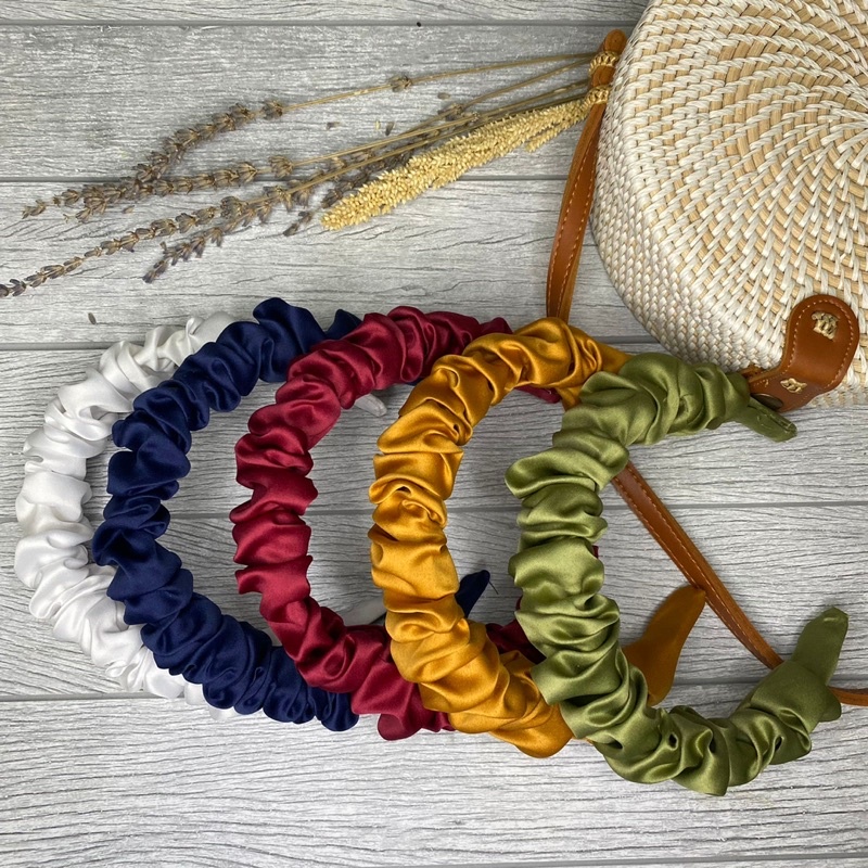 BANDO KOREA - bando scrunchie headband ruffle kerut accessories / Bando awan / bando Nagita / bando satin mw