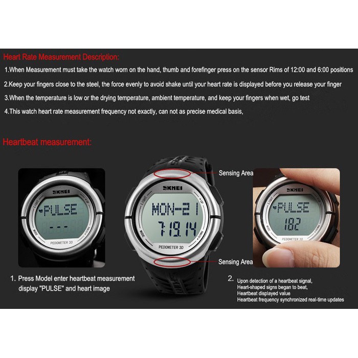 SKMEI Heartrate & Pedometer 1058 Original WR 50M - Army Green