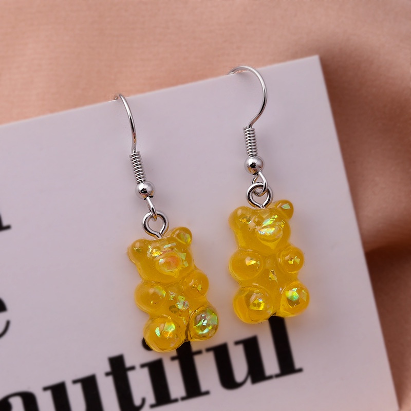 [ACKER] INS Kartun Beruang Resin Anting Permen Warna Kreatif Untuk Wanita