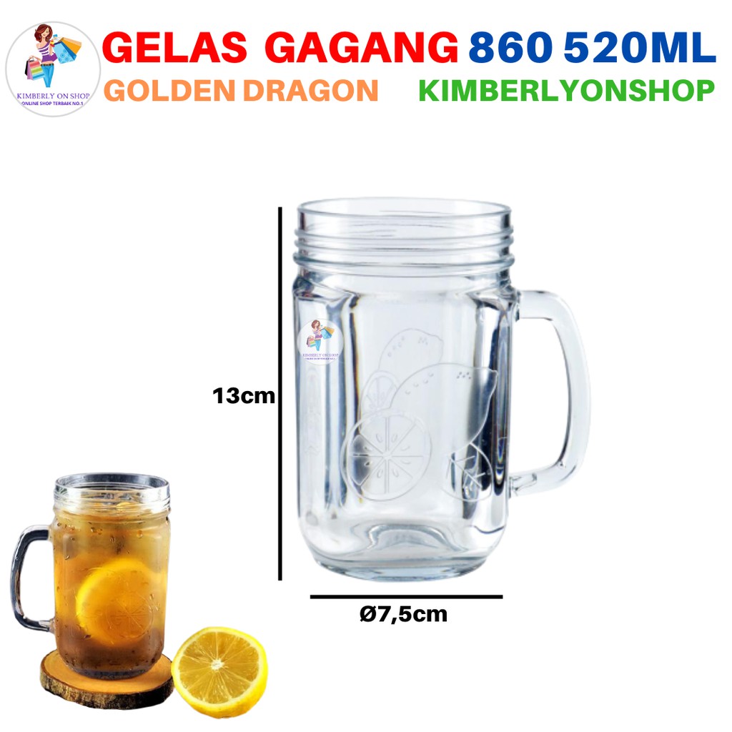 Golden Dragon 860 Gelas Jar 520 ml Gelas Akrilik Gagang