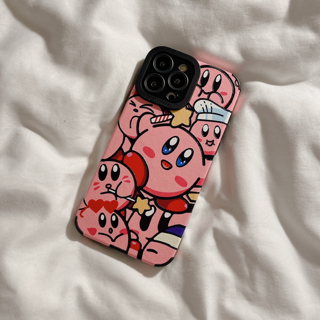 Kuromi Case Bahan Kulit Motif Kartun Kirby Untuk Iphone